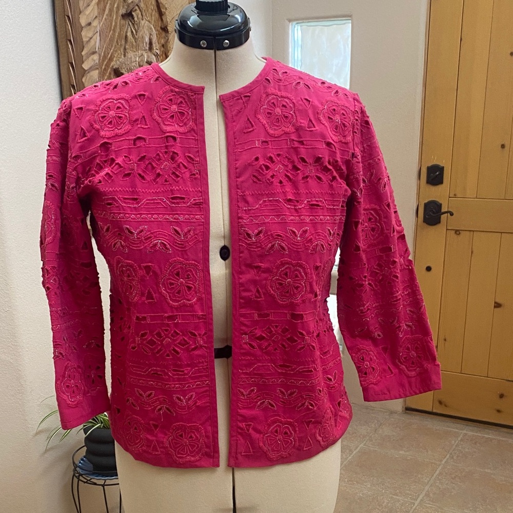 Chico's Vibrant Pink Lace Blazer